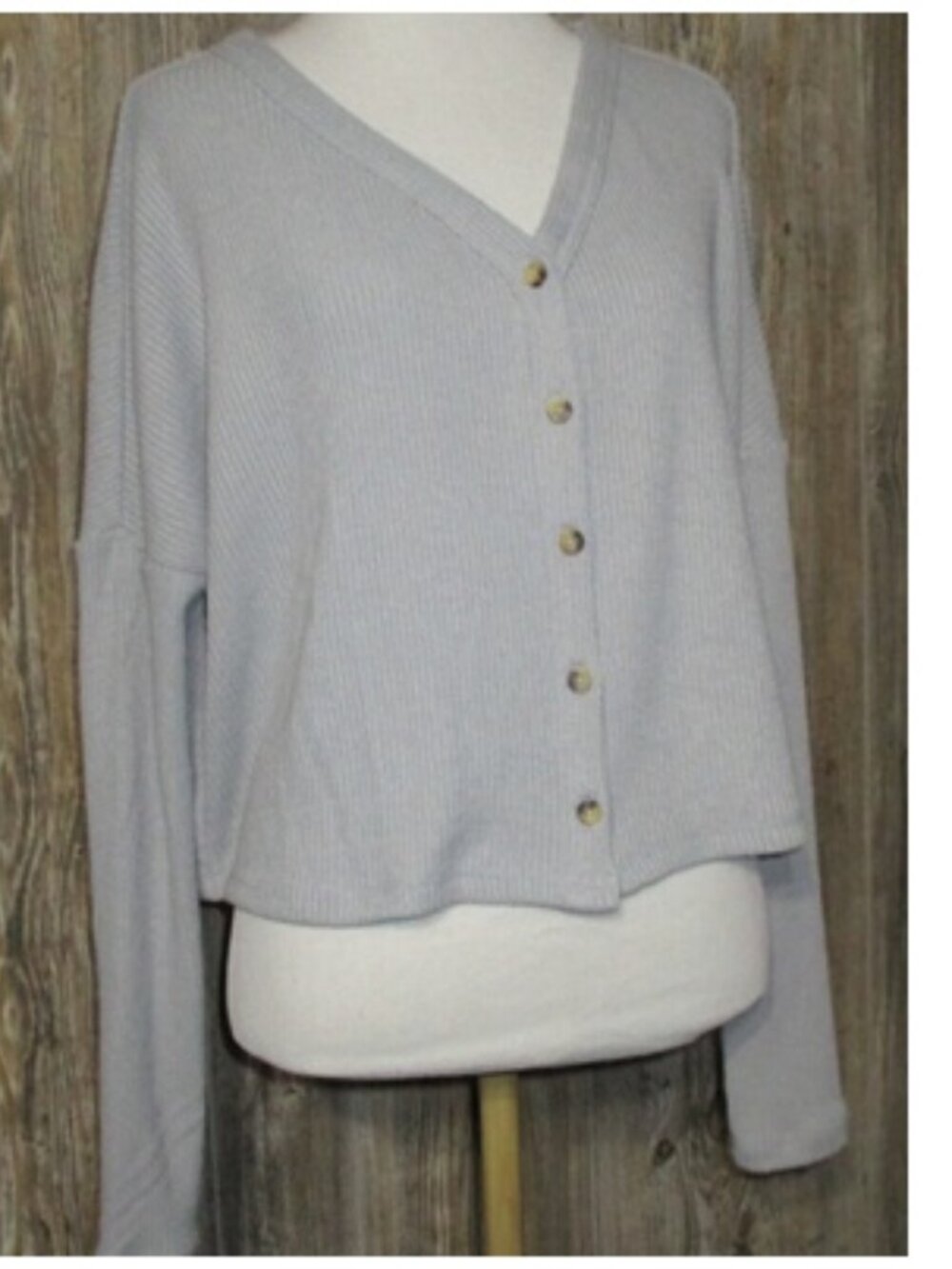 Hollister Cropped Sweater Cardigan Gray Sz XS Hipster Y2K Preppy Academia